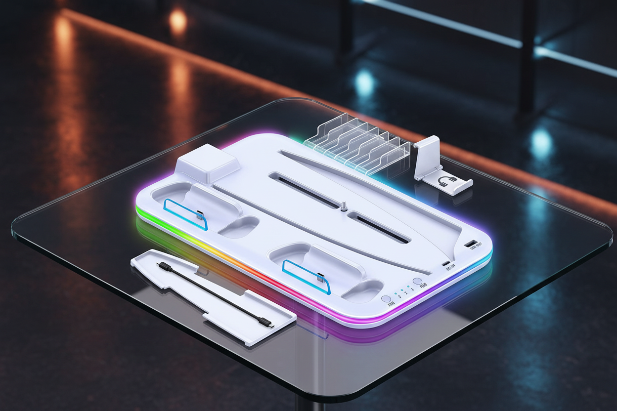 PS5 Charging Dock with RGB Light for Controllers and Headset