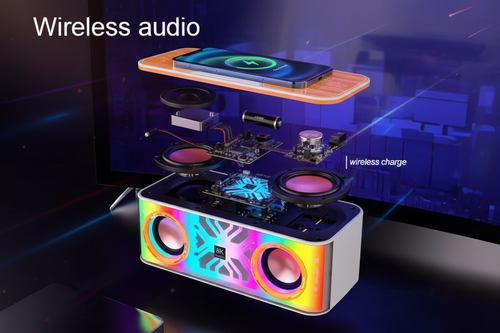 High quality dual speaker / subwoofer & wireless charging